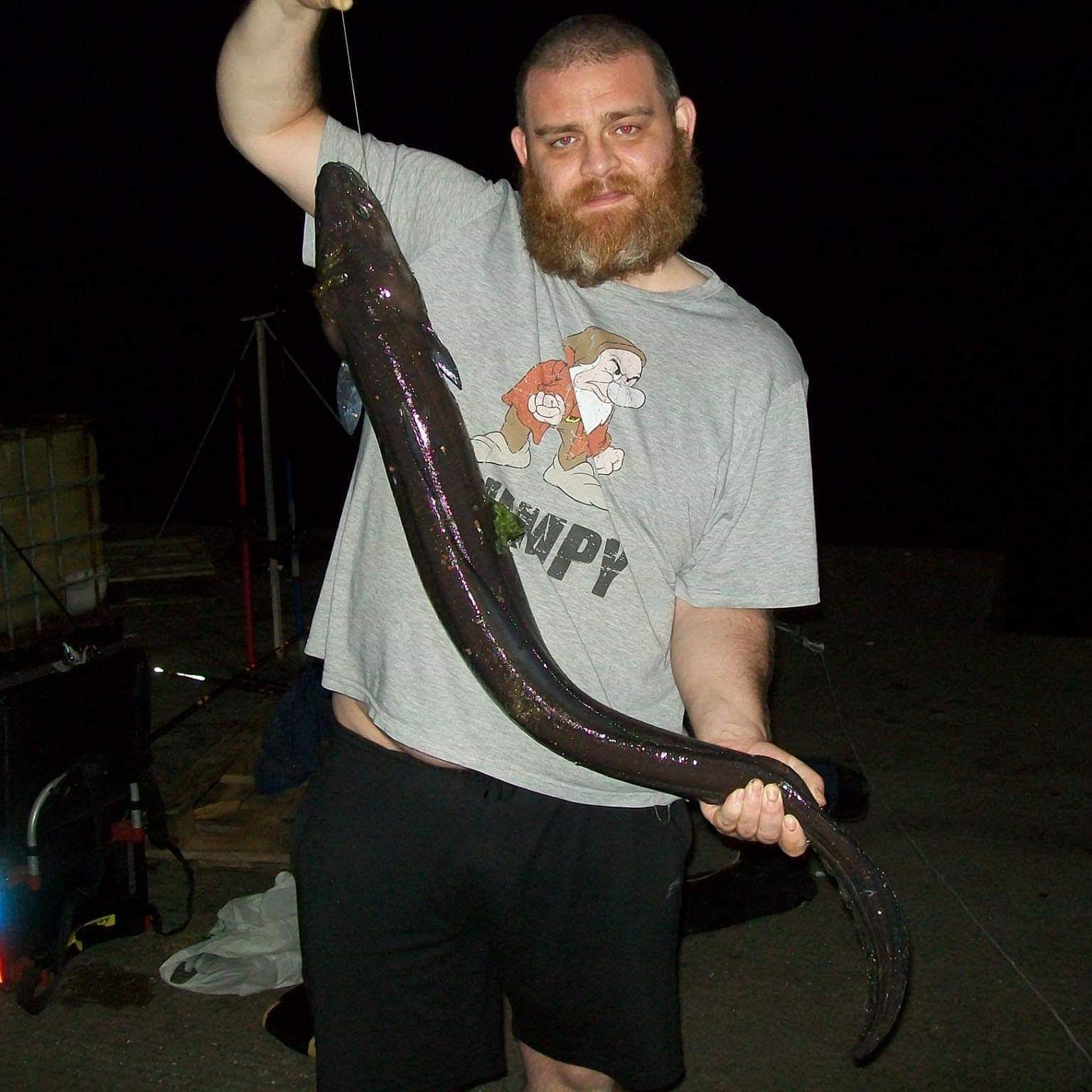 a conger eel caught when fishing at Doch Back in Holyhead